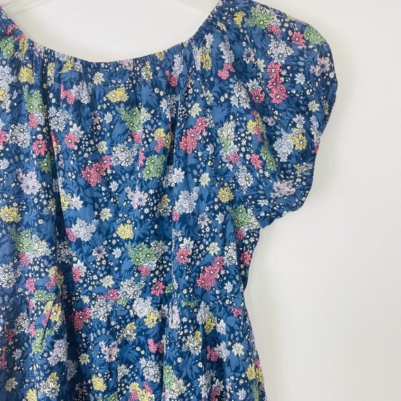 Universal Thread Women's Dress Medium Mini Short Sleeve Blue Floral Scoop New - Picture 7 of 12